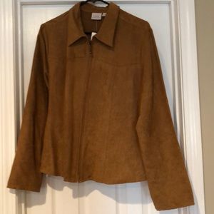 Tan/brown Suede-feel Shirt.  Size Large.
